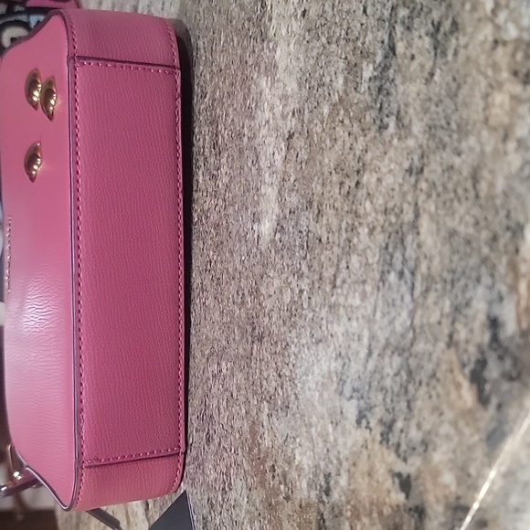 KARL LAGERFELD NWT PARIS GRAPHIC LOGO STRAP CROSSBODY BAG ROSE HEARTS - Picture 8 of 8